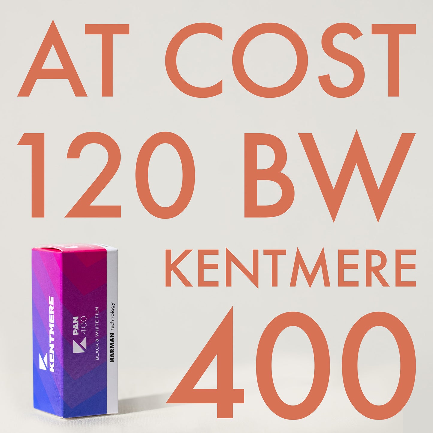 Kentmere 400 Black and White Negative Film 120 roll with $10 Lab Credit Included